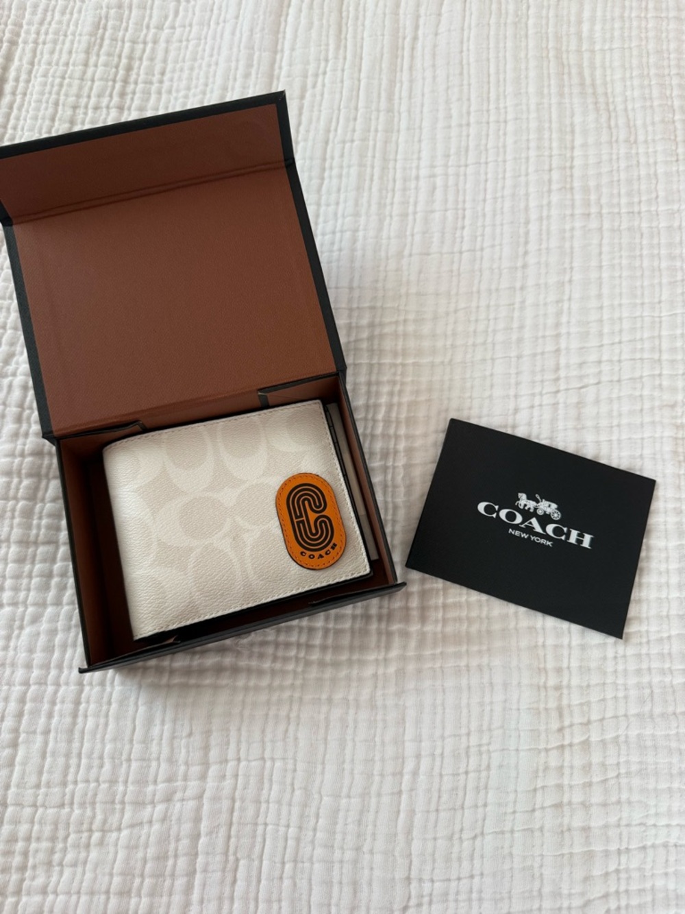 Coach Wallet with Orange Logo Patch